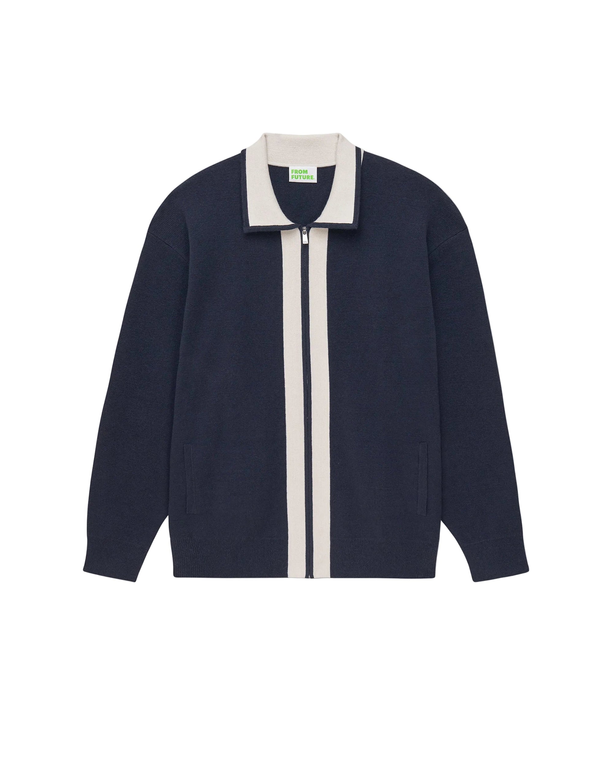 Gilet zippé à bandes bicolores - Navy