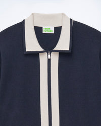 Gilet zippé à bandes bicolores - Navy