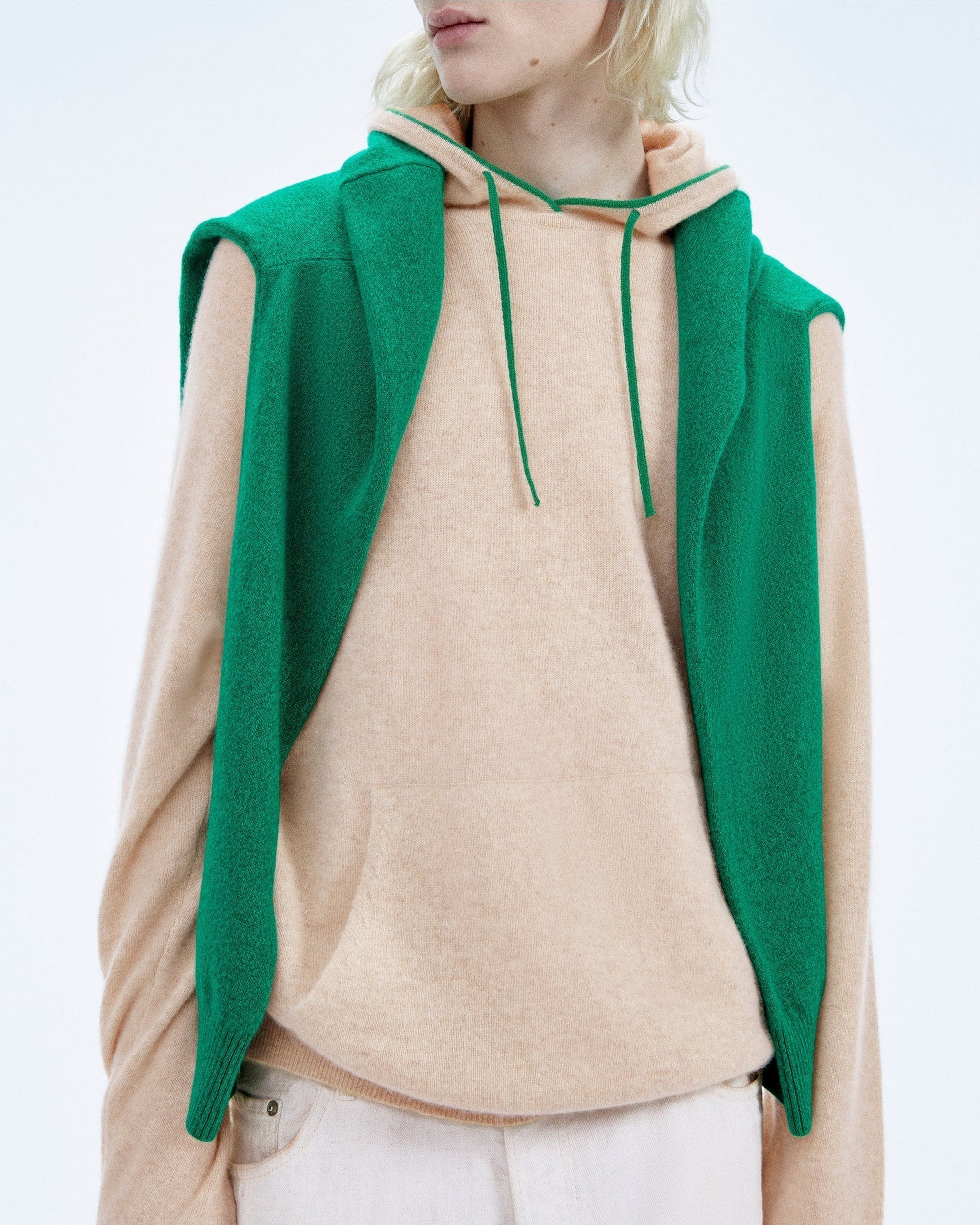 Hoodie oversize en cachemire - Beige Chiné