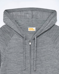Hoodie à capuche en laine mérinos - Gris Chiné Foncé