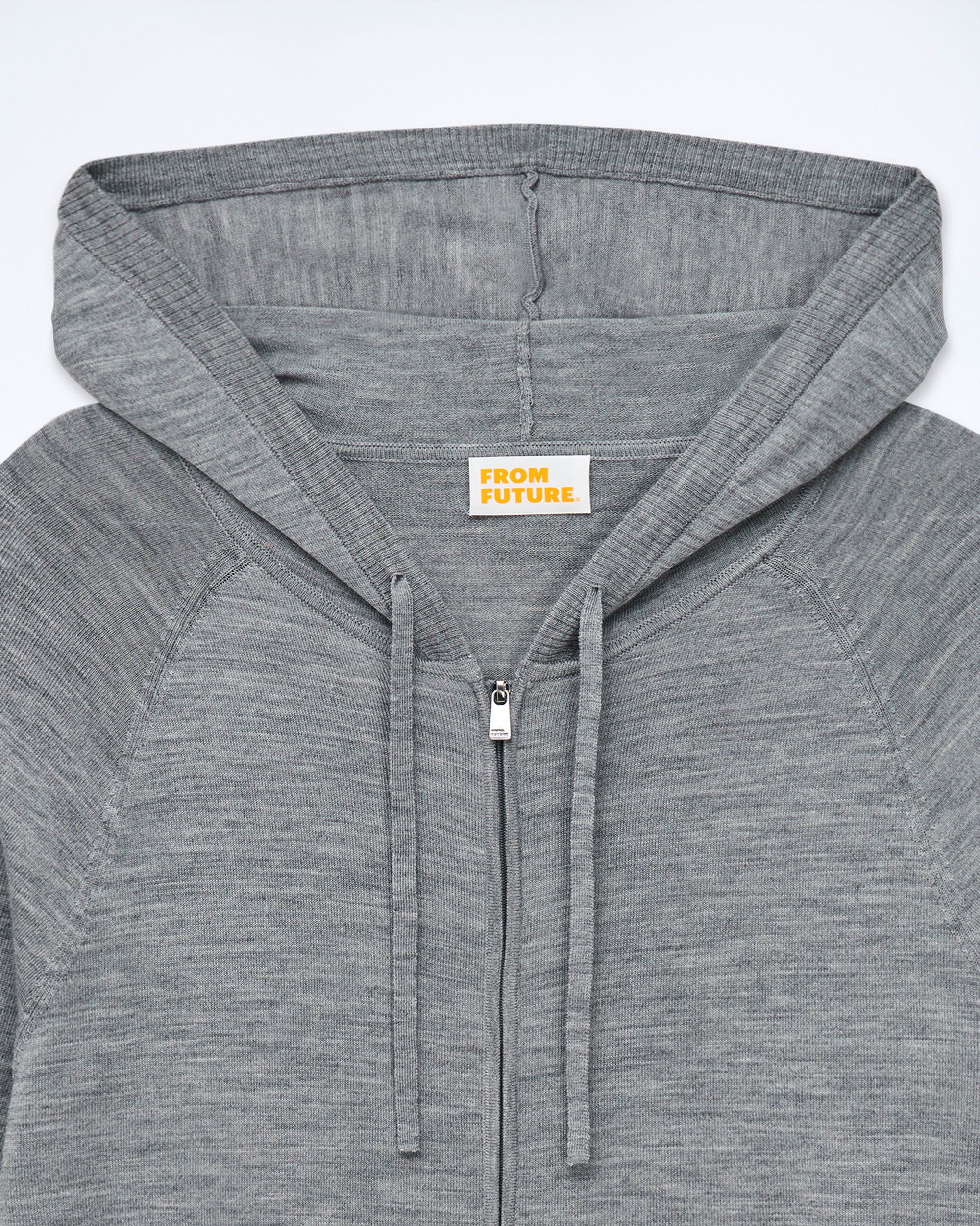 Hoodie à capuche en laine mérinos - Gris Chiné Foncé