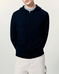 Hoodie à capuche en laine mérinos - Gris Chiné Foncé