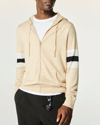 Hoodie zippé en laine - Beige Chiné