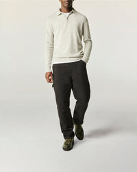 Pull à col polo uni en cachemire - Gris Chiné Clair