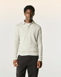 GRIS CHINE CLAIR / NEW / QTY : 1 / Pull Col Polo Uni - Gris Chine Clair