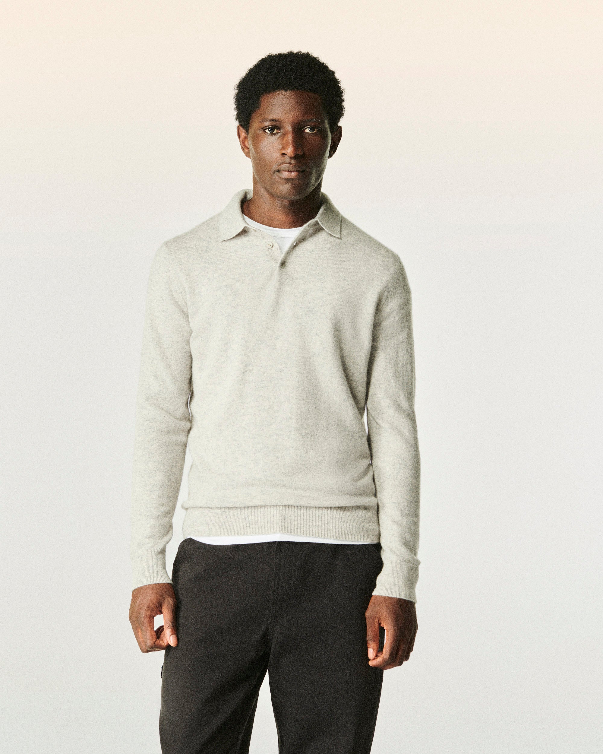 GRIS CHINE CLAIR / NEW / QTY : 1 / Pull Col Polo Uni - Gris Chine Clair