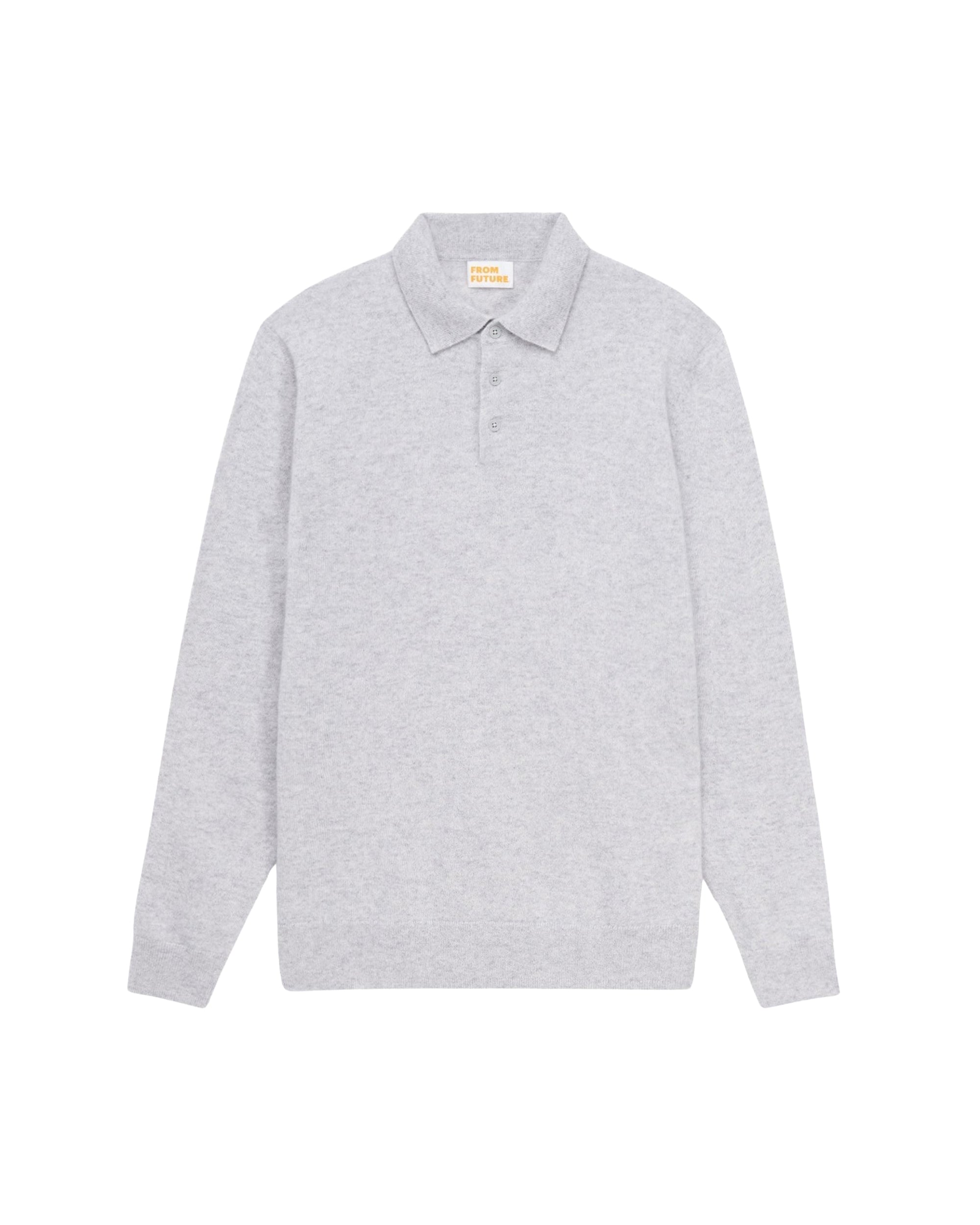Pull à col polo uni en cachemire - Gris Chiné Clair