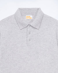 Pull à col polo uni en cachemire - Gris Chiné Clair