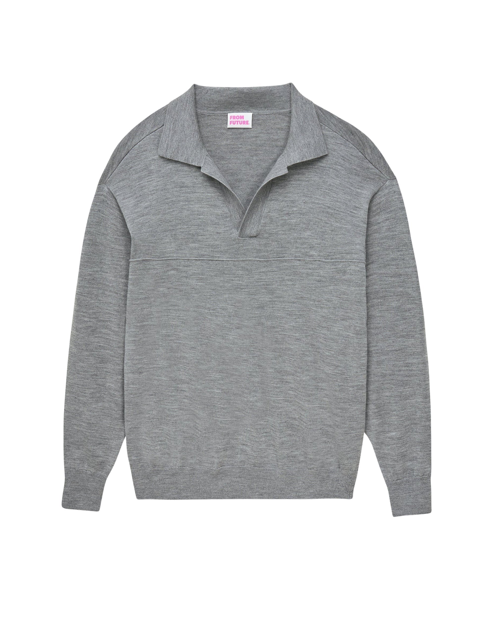 Pull Col Polo   - Gris Chine Fonce H