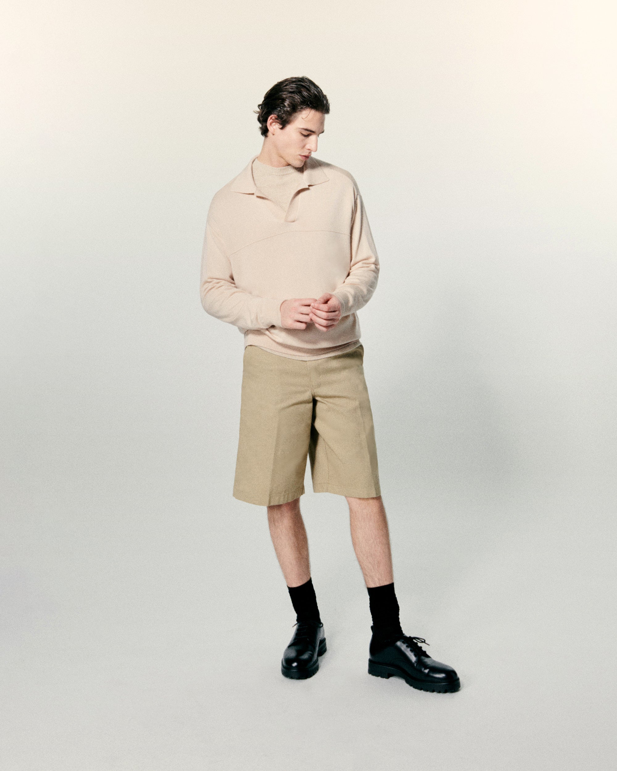 Pull Col Polo   - Light Beige