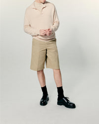 Pull à col polo en laine mérinos - Light Beige