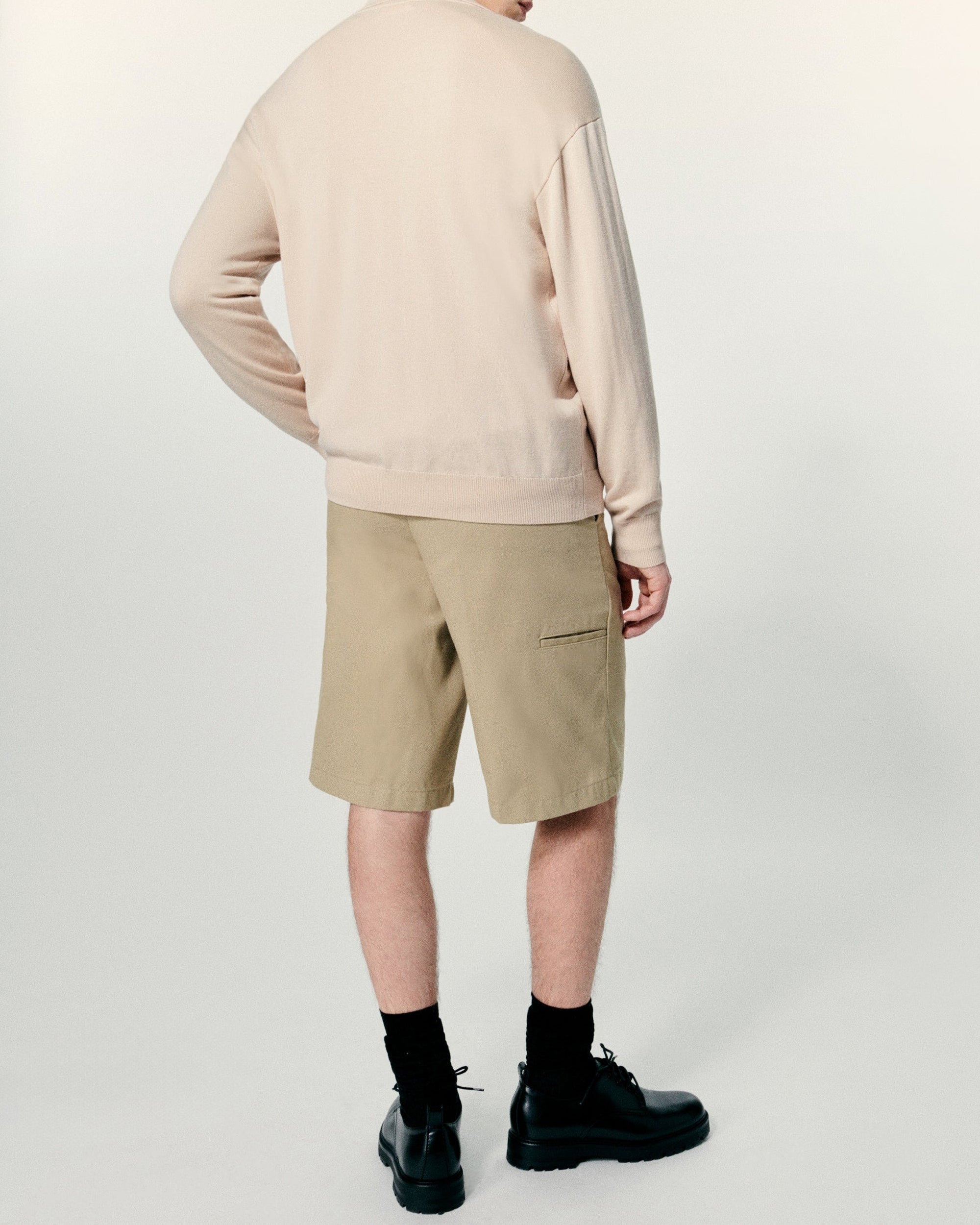 Pull à col polo en laine mérinos - Light Beige