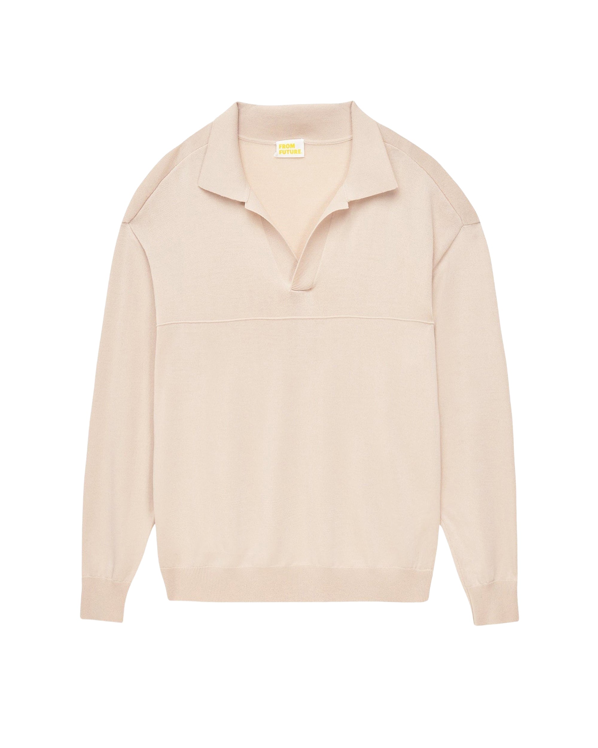 Pull à col polo en laine mérinos - Light Beige