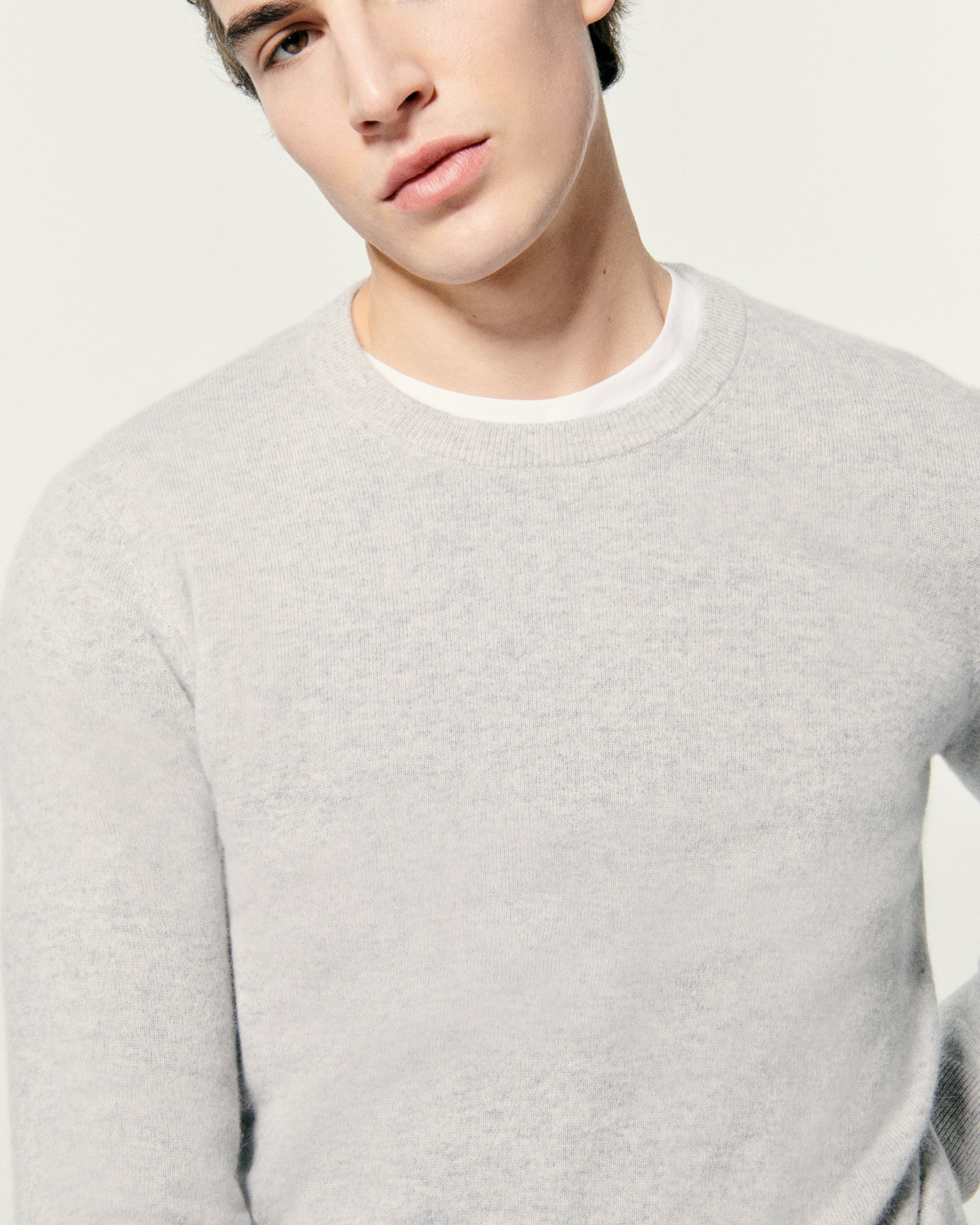 GRIS CHINE CLAIR / NEW / QTY : 1 / Pull Col Rond - Gris Chine Clair