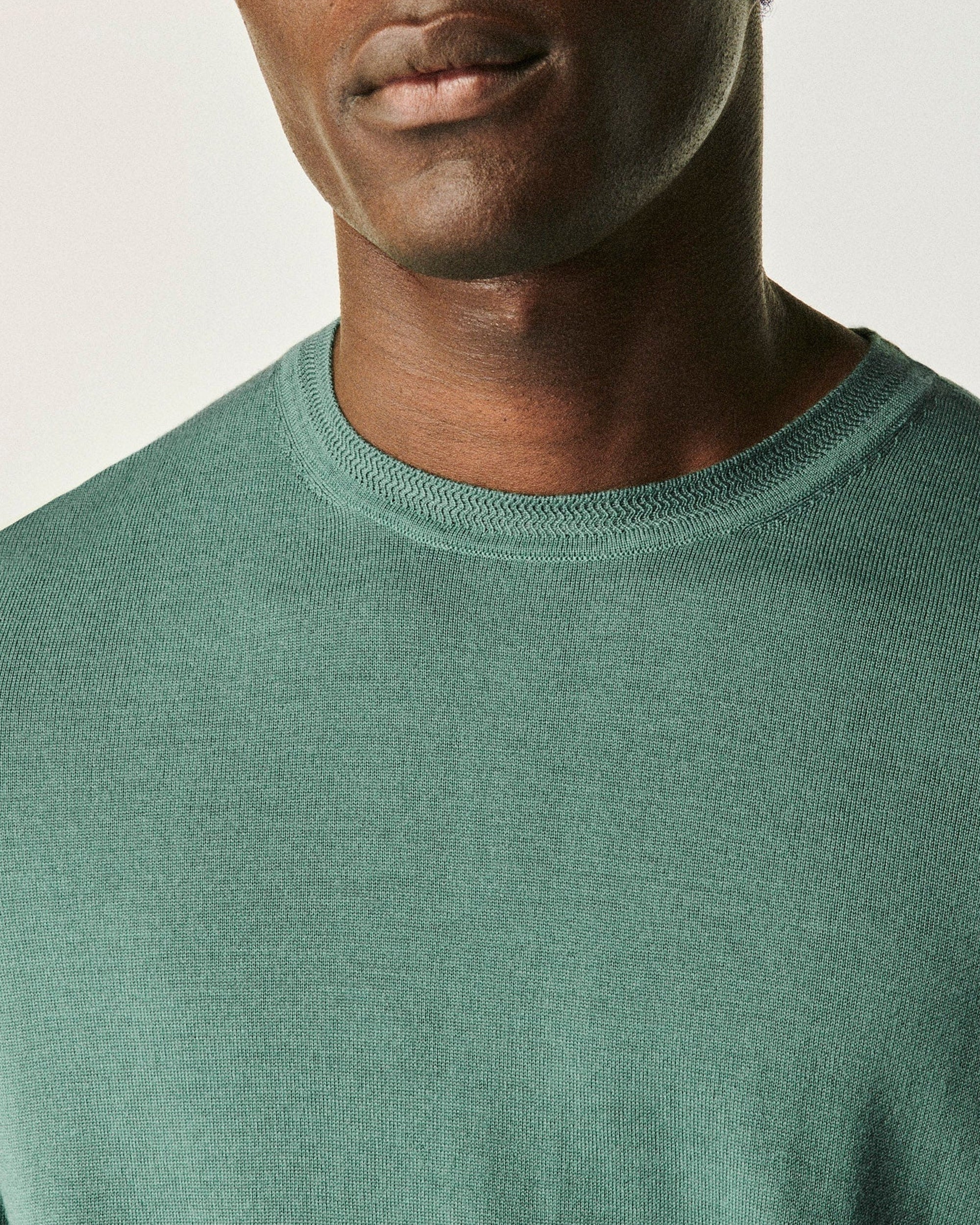 Pull à col rond en laine mérinos - Washed Green