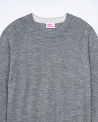 Pull à col rond en laine mérinos - Gris Chiné Foncé