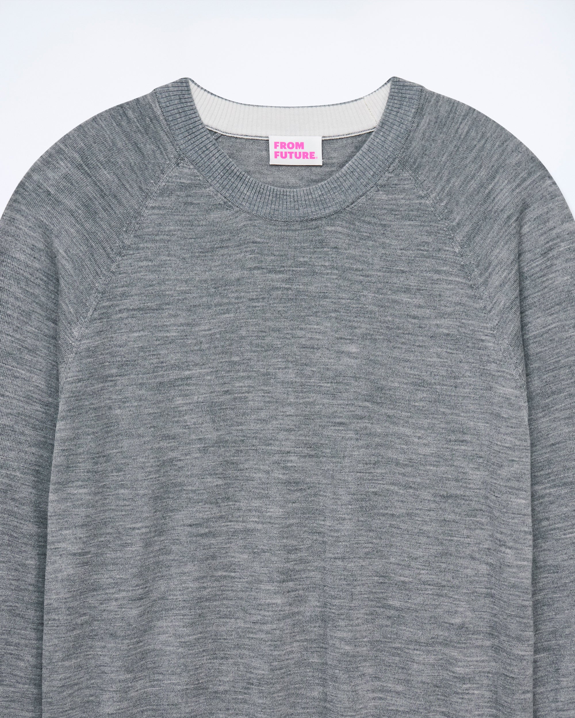Pull à col rond en laine mérinos - Gris Chiné Foncé