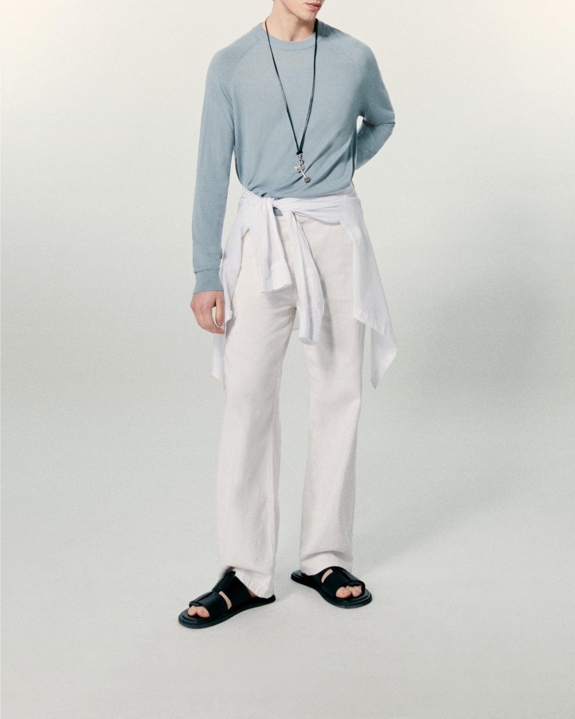 Pull à col rond en laine - Grey Blue