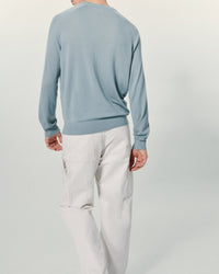 Pull à col rond en laine - Grey Blue