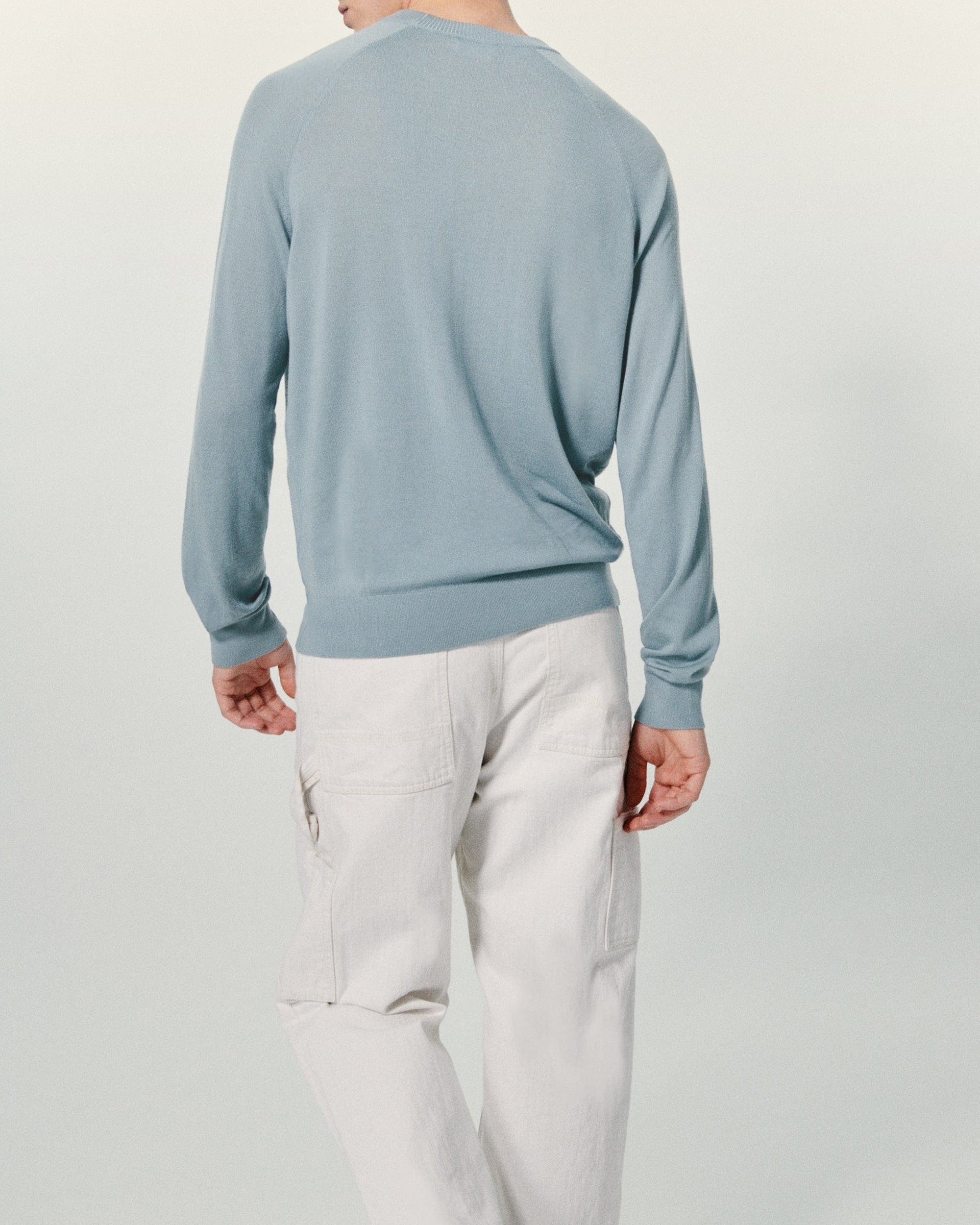 Pull à col rond en laine mérinos - Gris Chiné Foncé