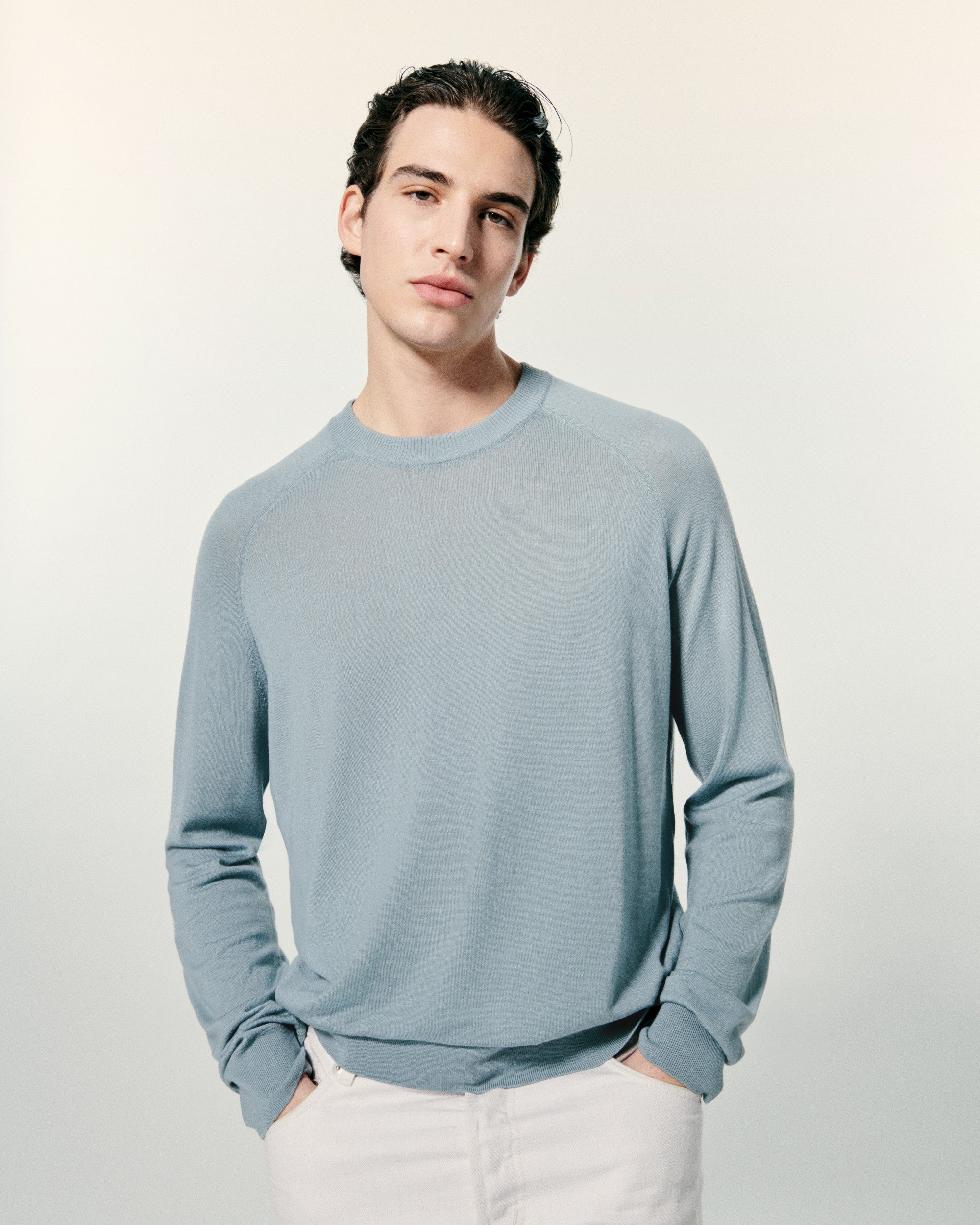 Pull Col Rond  - Gris Chine Fonce H
