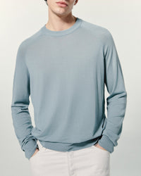 Pull à col rond en laine mérinos - Gris Chiné Foncé
