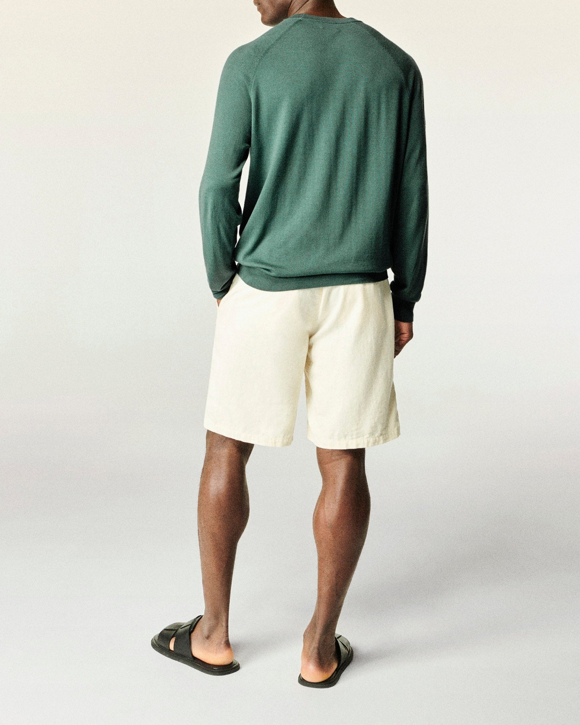 Pull à col rond en laine mérinos - Washed Green