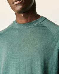 Pull à col rond en laine mérinos - Washed Green