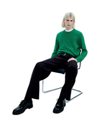 Pull Col Rond   - Pop Green Mouliné