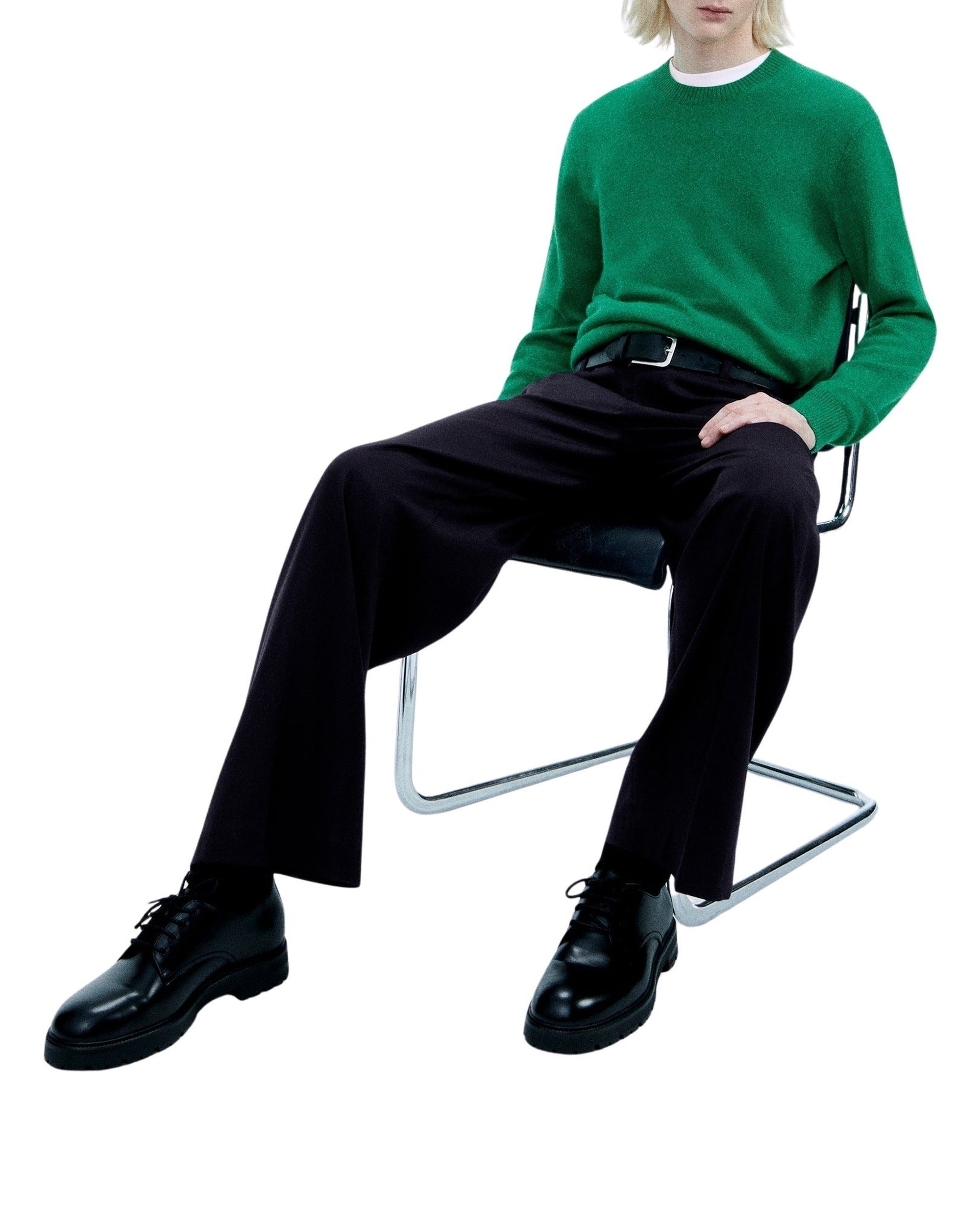 Pull à col rond en cachemire - Pop Green Mouli