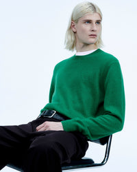 Pull Col Rond  - Pop Green Mouliné