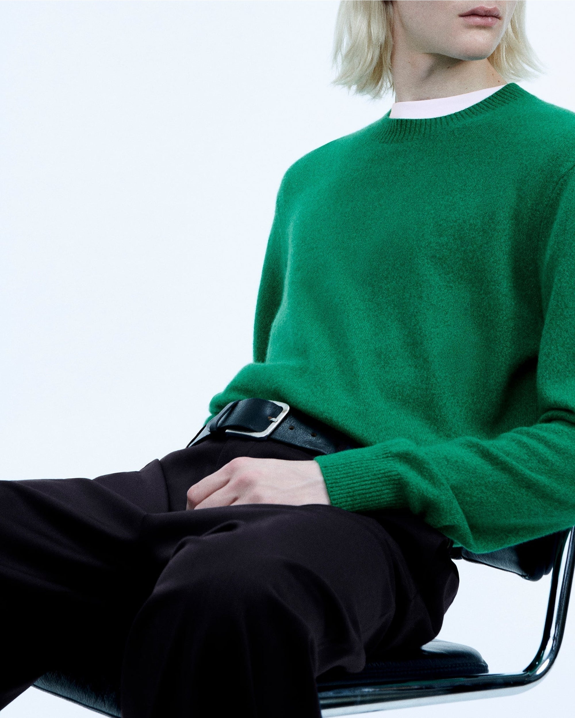 Pull à col rond en cachemire - Pop Green Mouli
