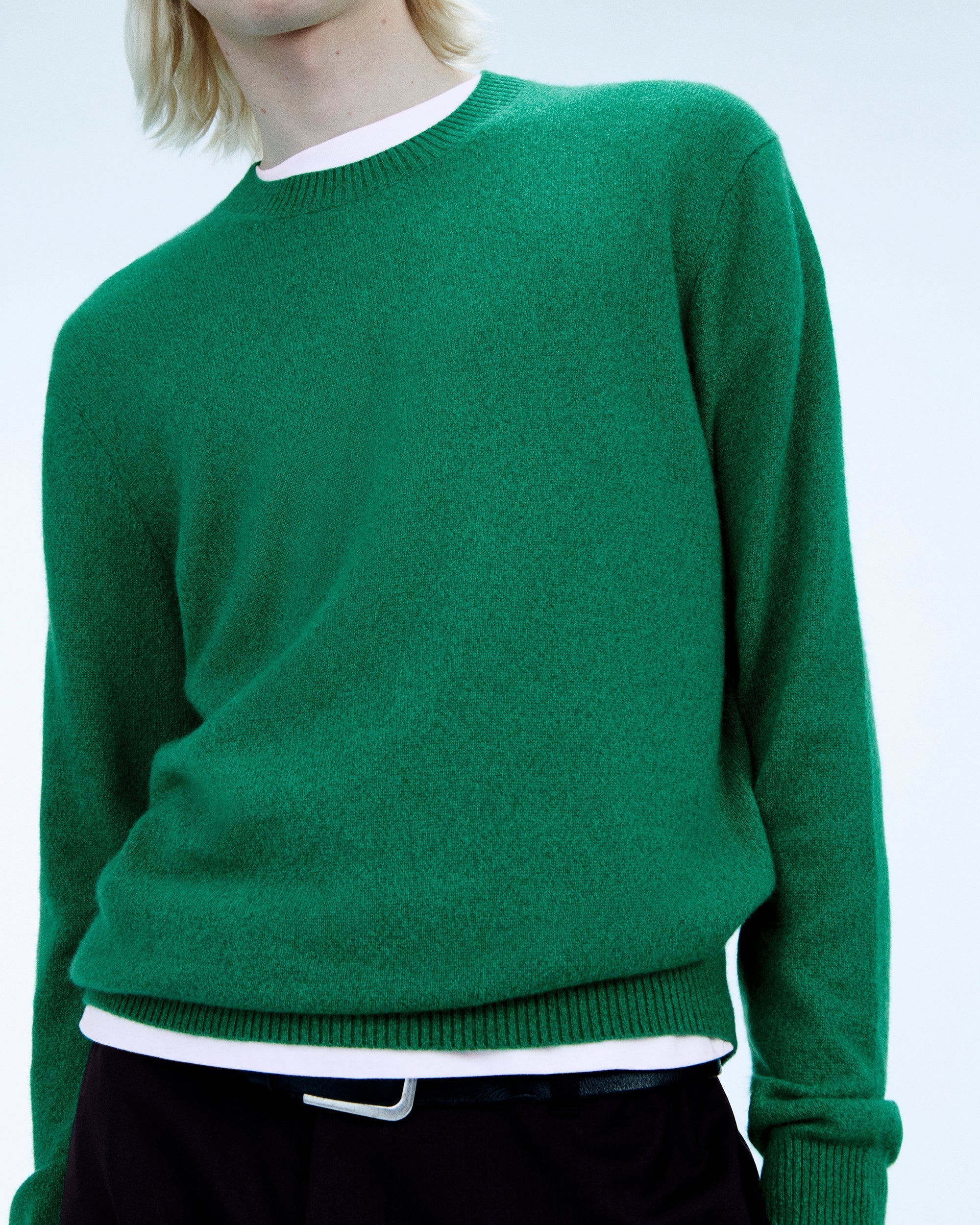 Pull à col rond en cachemire - Pop Green Mouli
