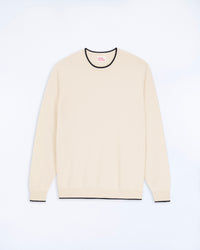 SABLE / NEW / QTY : 1 / Pull Col Rond Bord Contraste - Sable