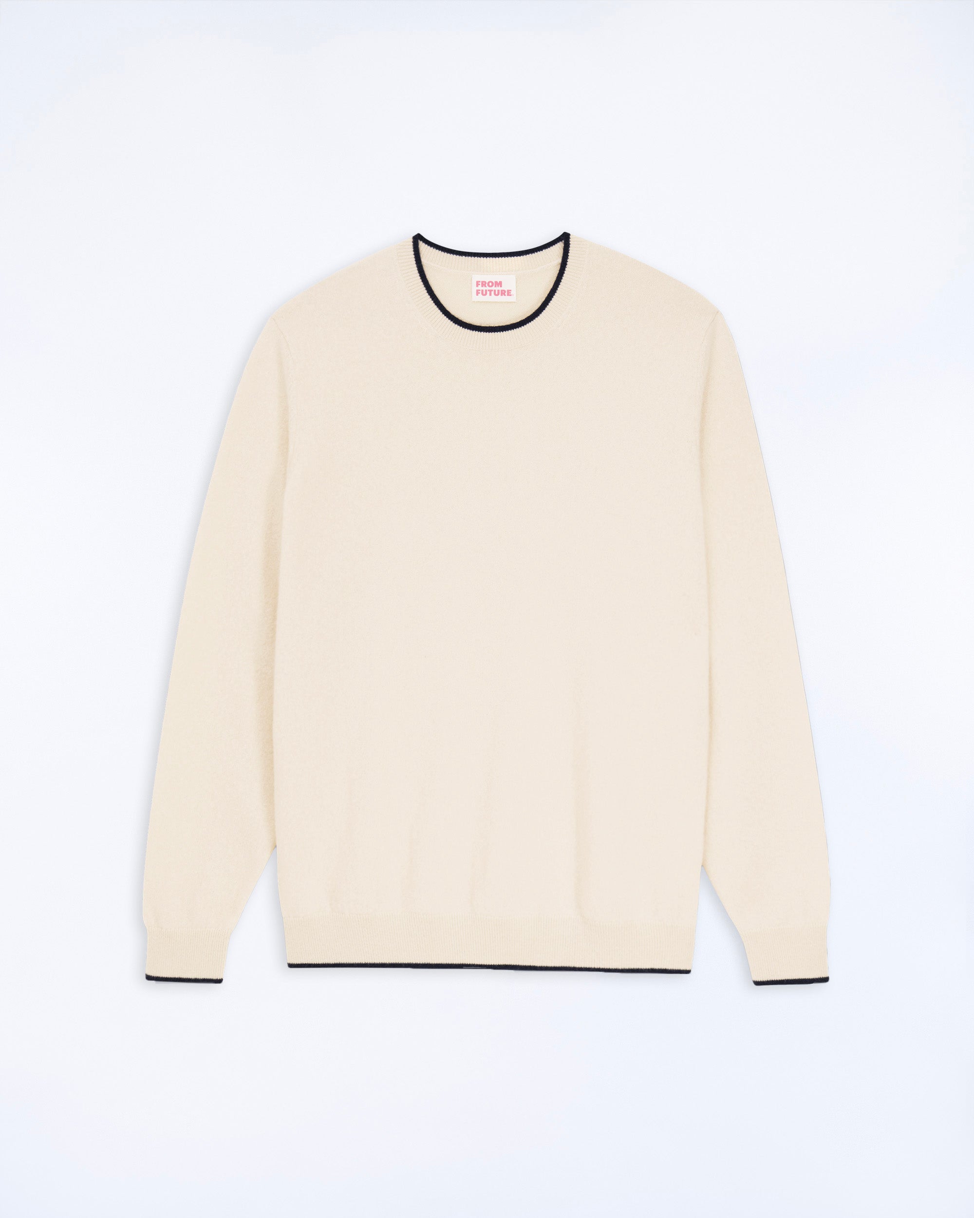 SABLE / NEW / QTY : 1 / Pull Col Rond Bord Contraste - Sable