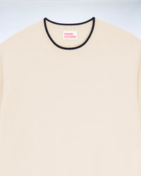 SABLE / NEW / QTY : 1 / Pull Col Rond Bord Contraste - Sable
