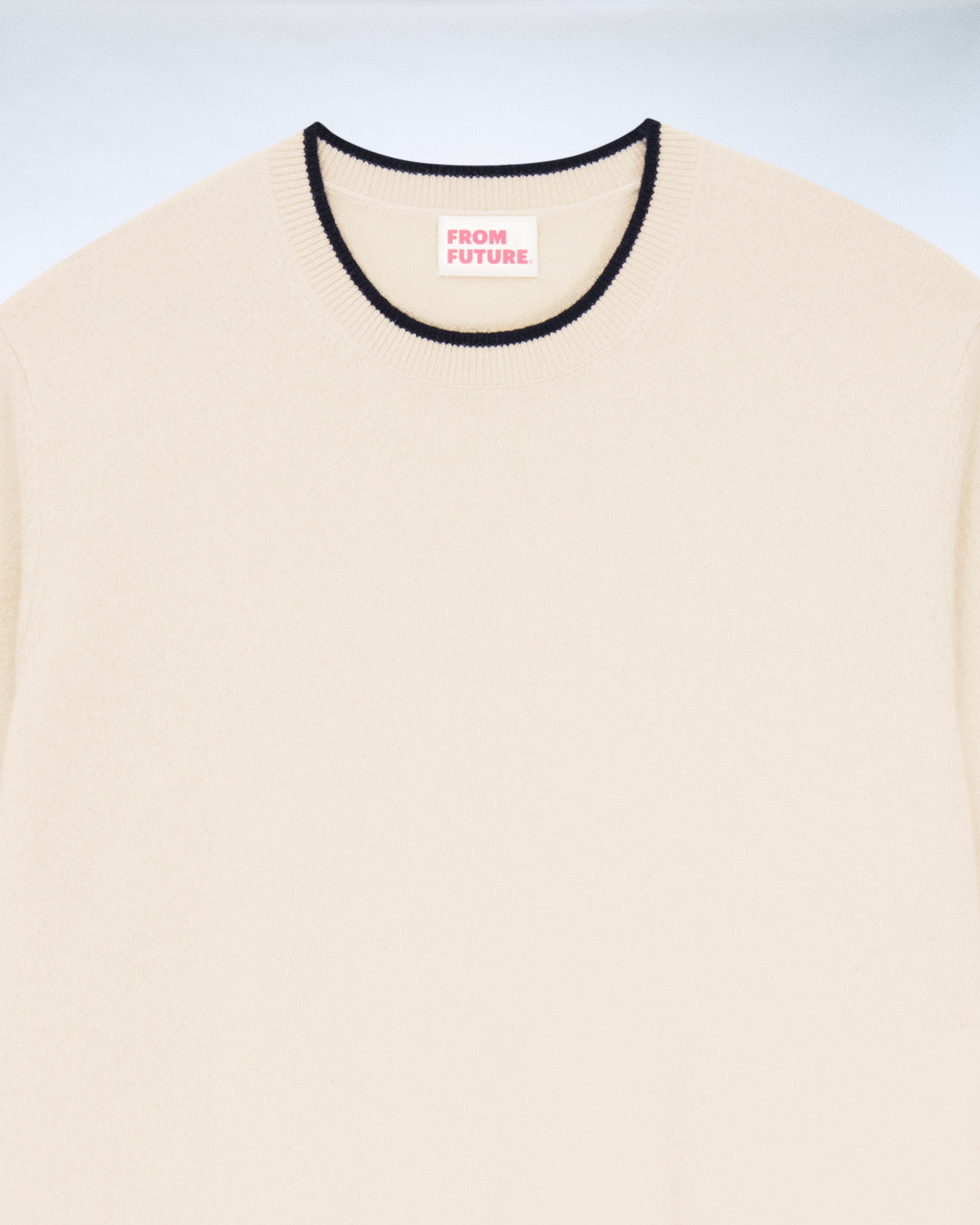 SABLE / NEW / QTY : 1 / Pull Col Rond Bord Contraste - Sable