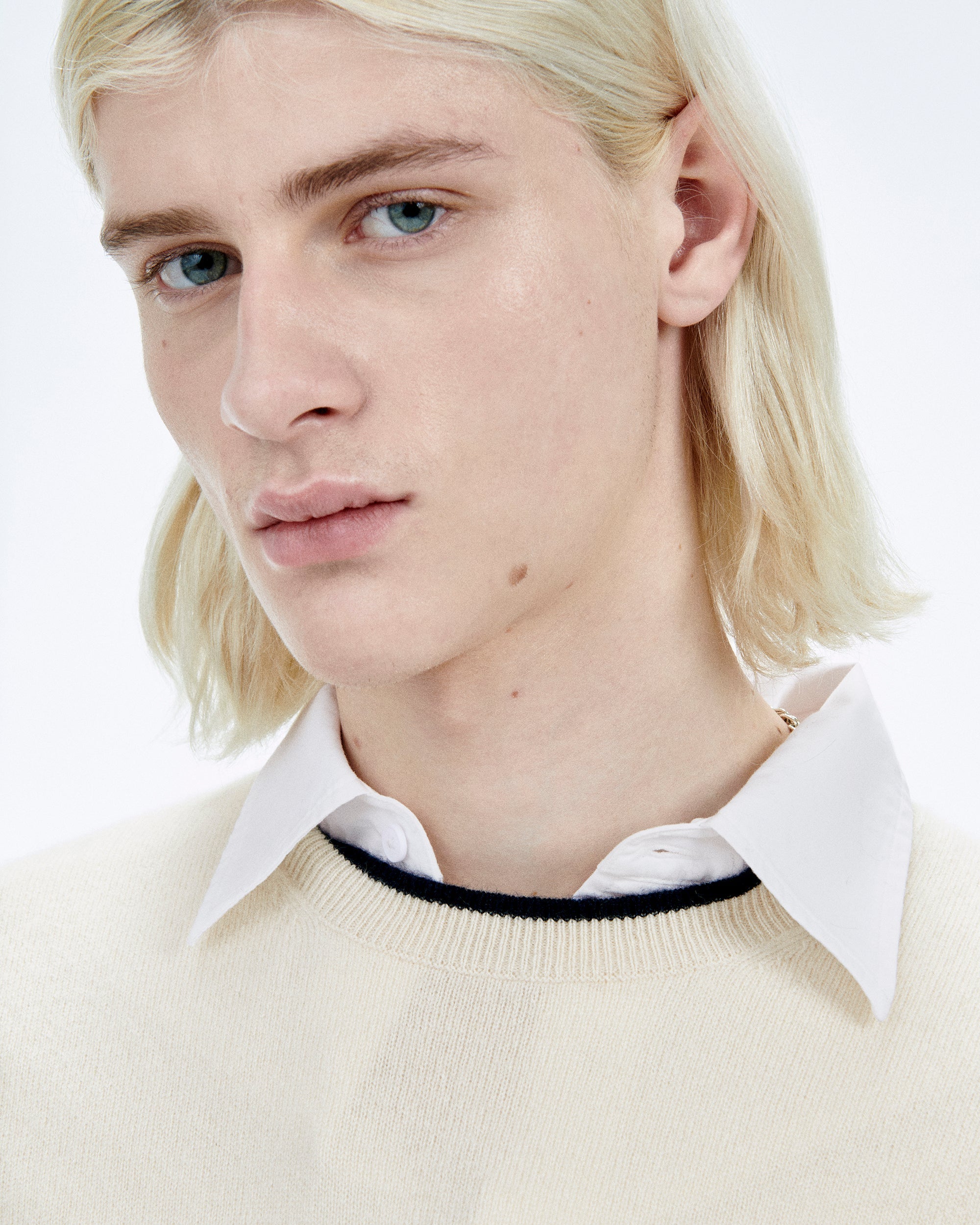 Pull Col Rond Bord Contraste  - Sable