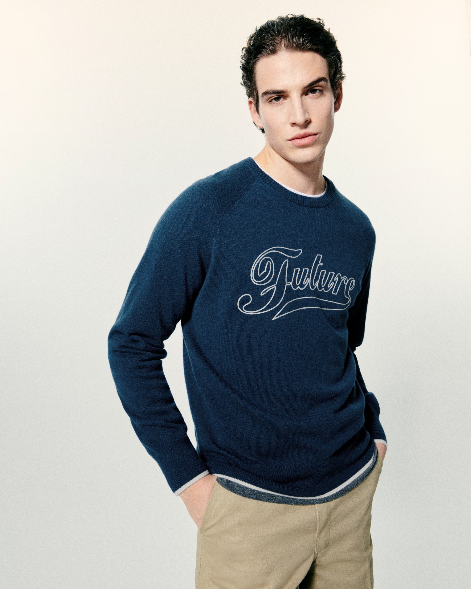 Pull Col Rond Raglan Future  - Midnight Blue