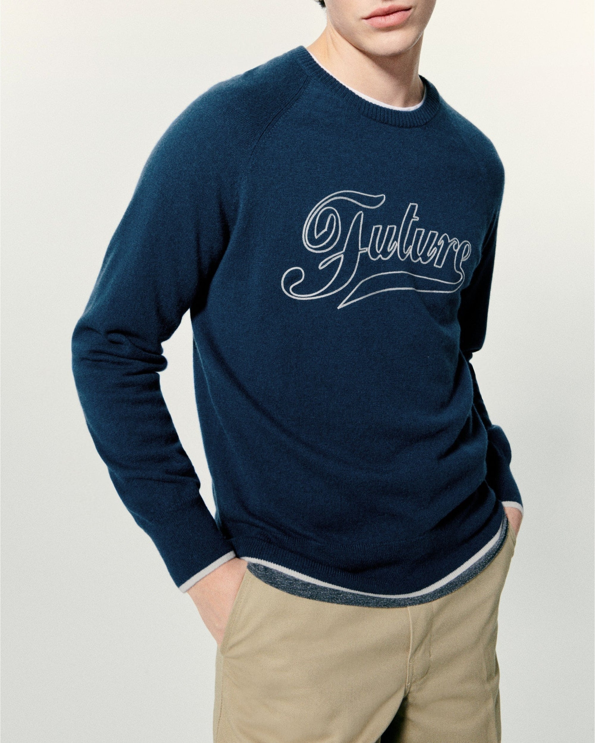Pull à col rond en cachemire - Midnight Blue