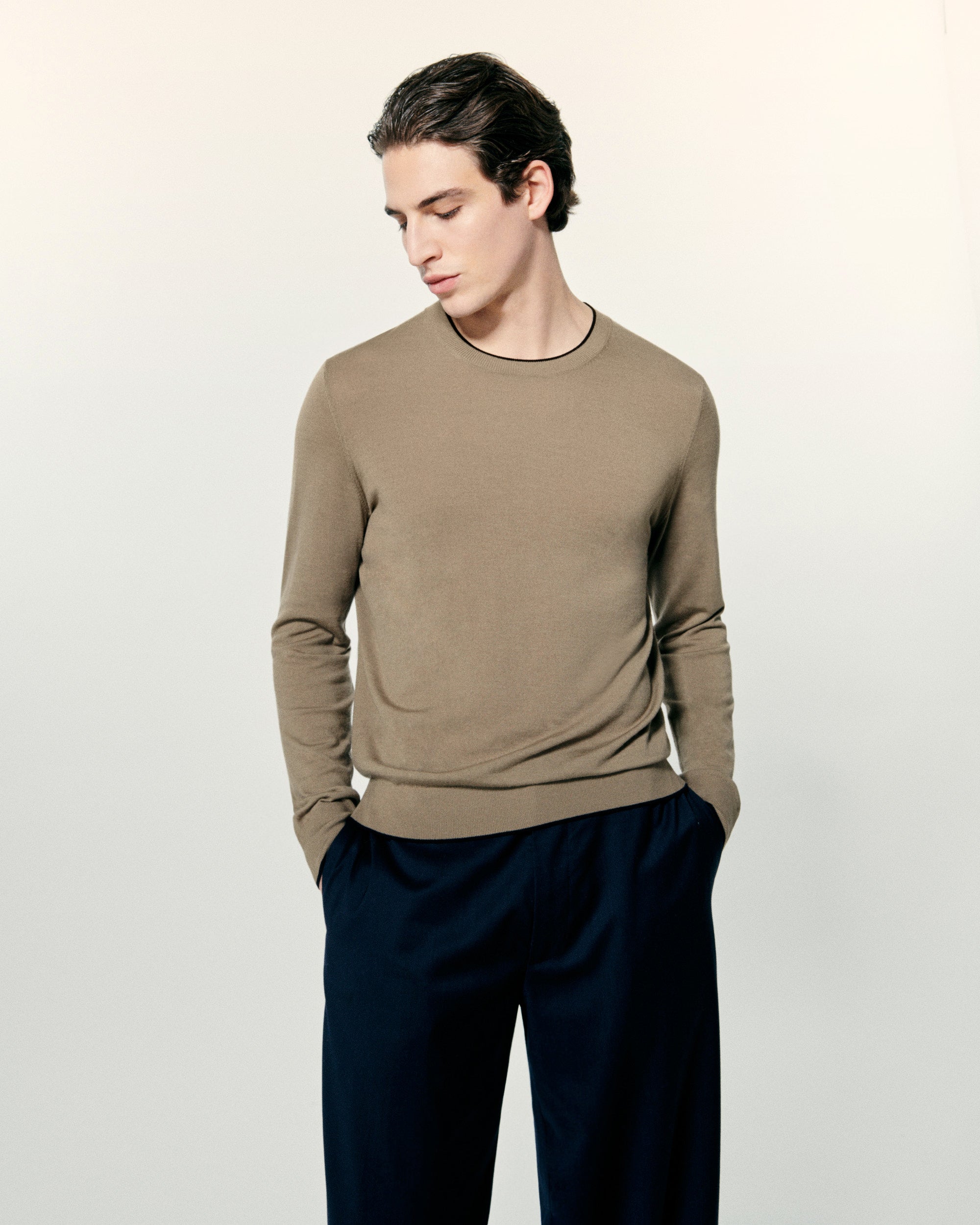 Pull Col Rond   - Tropical Taupe