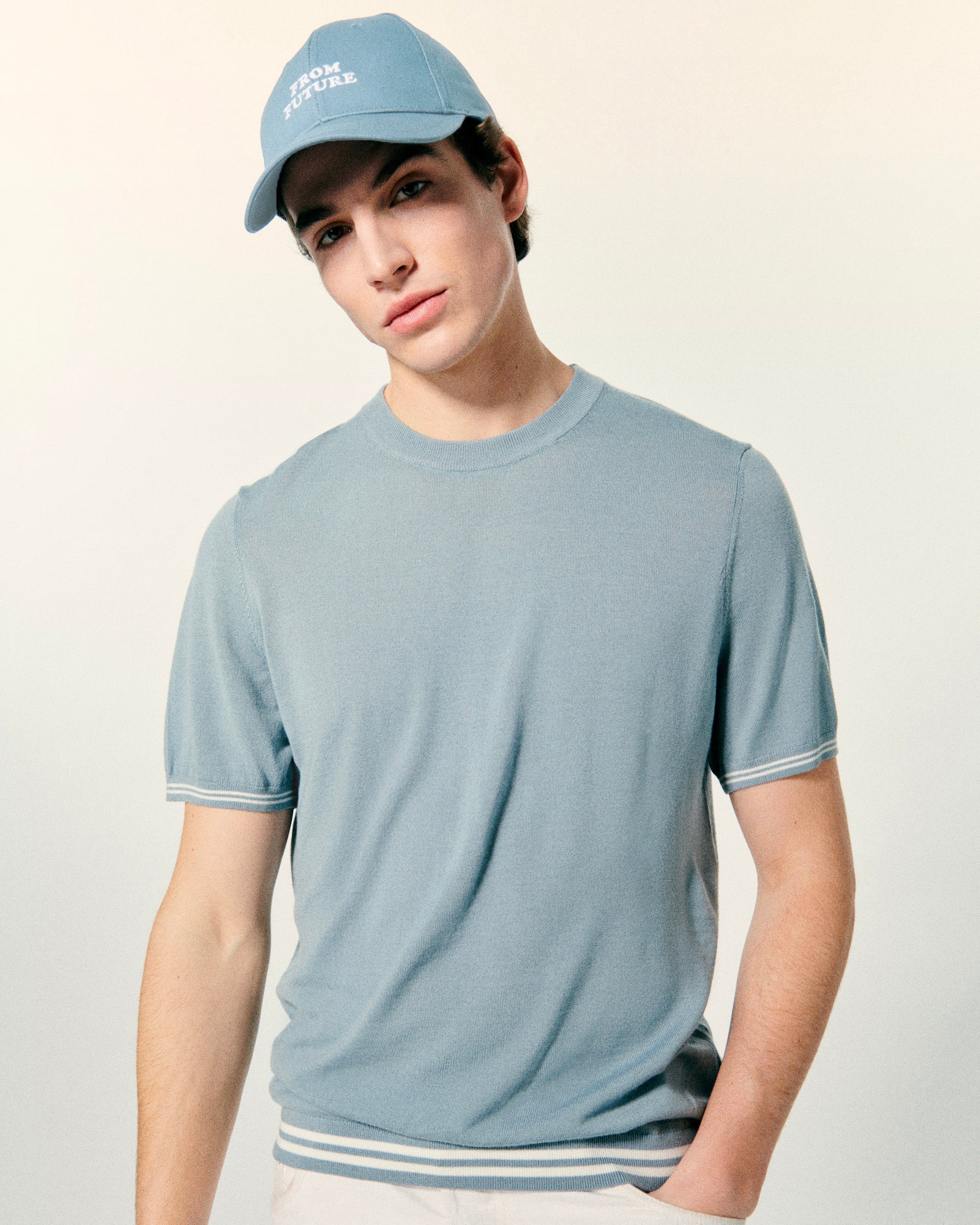GREY BLUE / NEW / QTY : 2 / Pull Col Rond - Grey Blue