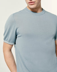 Pull à col rond en laine mérinos - Grey Blue