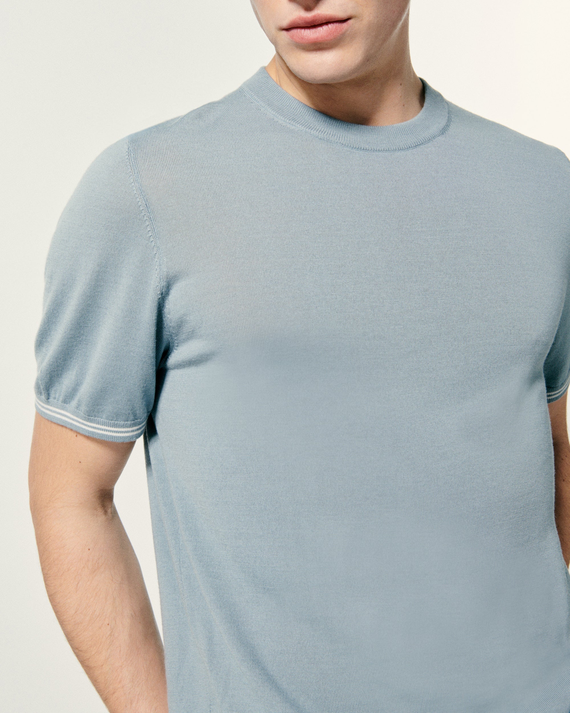 Pull à col rond en laine mérinos - Grey Blue