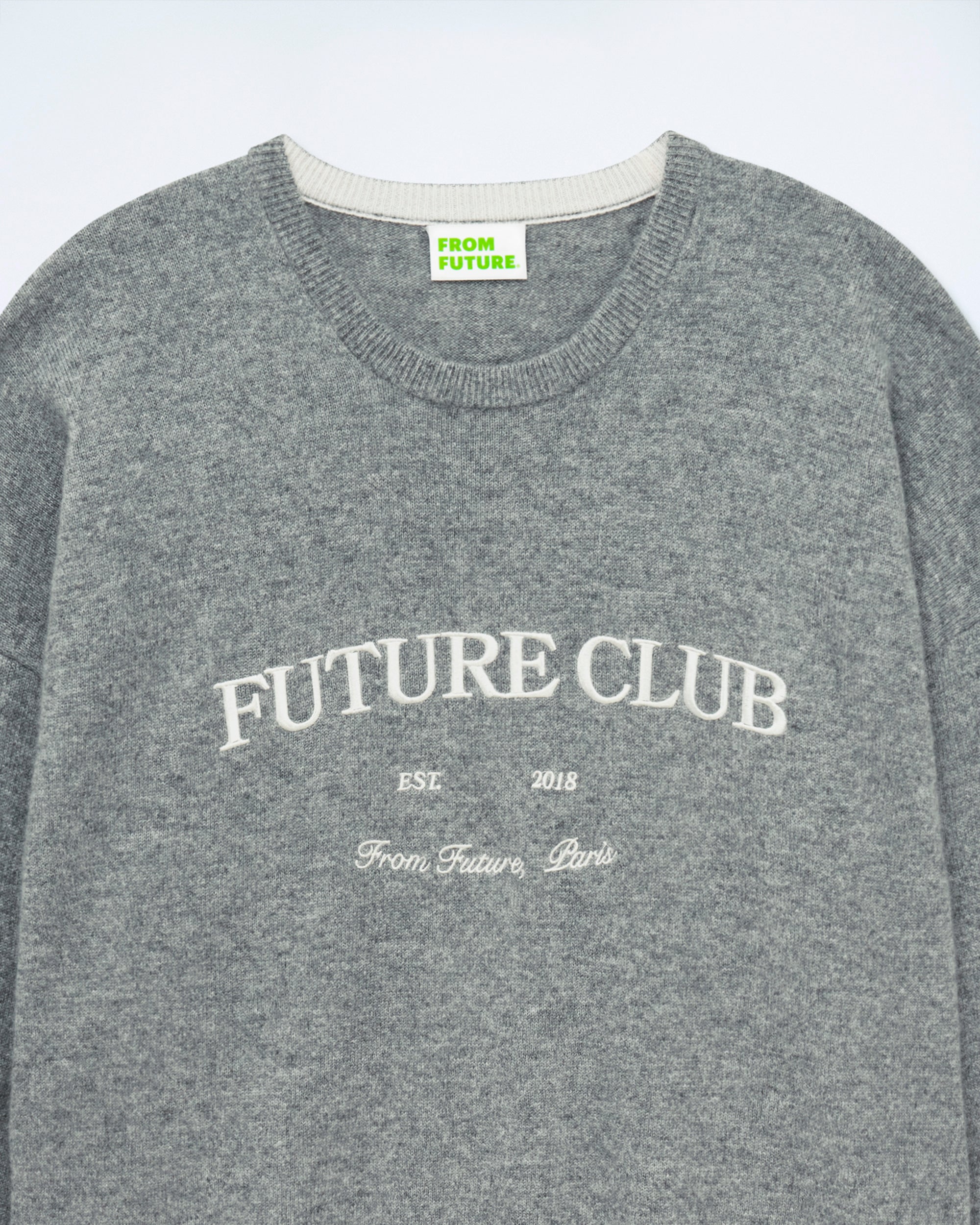 GRIS CHINE FONCE / NEW / QTY : 3 / Pull Col Rond Future Club - Gris Chine Fonce