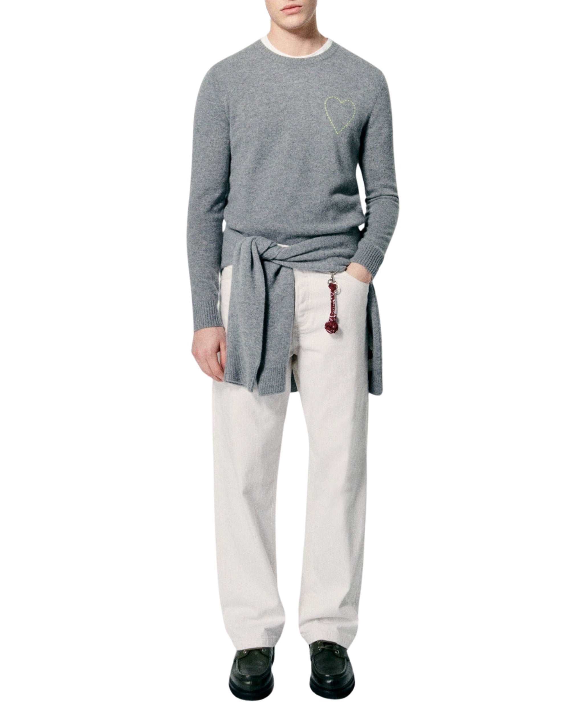 Pull à col rond en cachemire - Gris Chiné Foncé