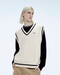 ECRU / NEW / QTY : 1 / Pull Sans Manche Col Polo Future - Ecru