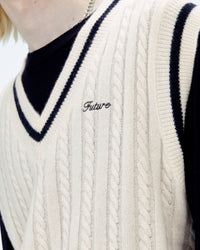 Pull à col polo Future en cachemire - Ecru