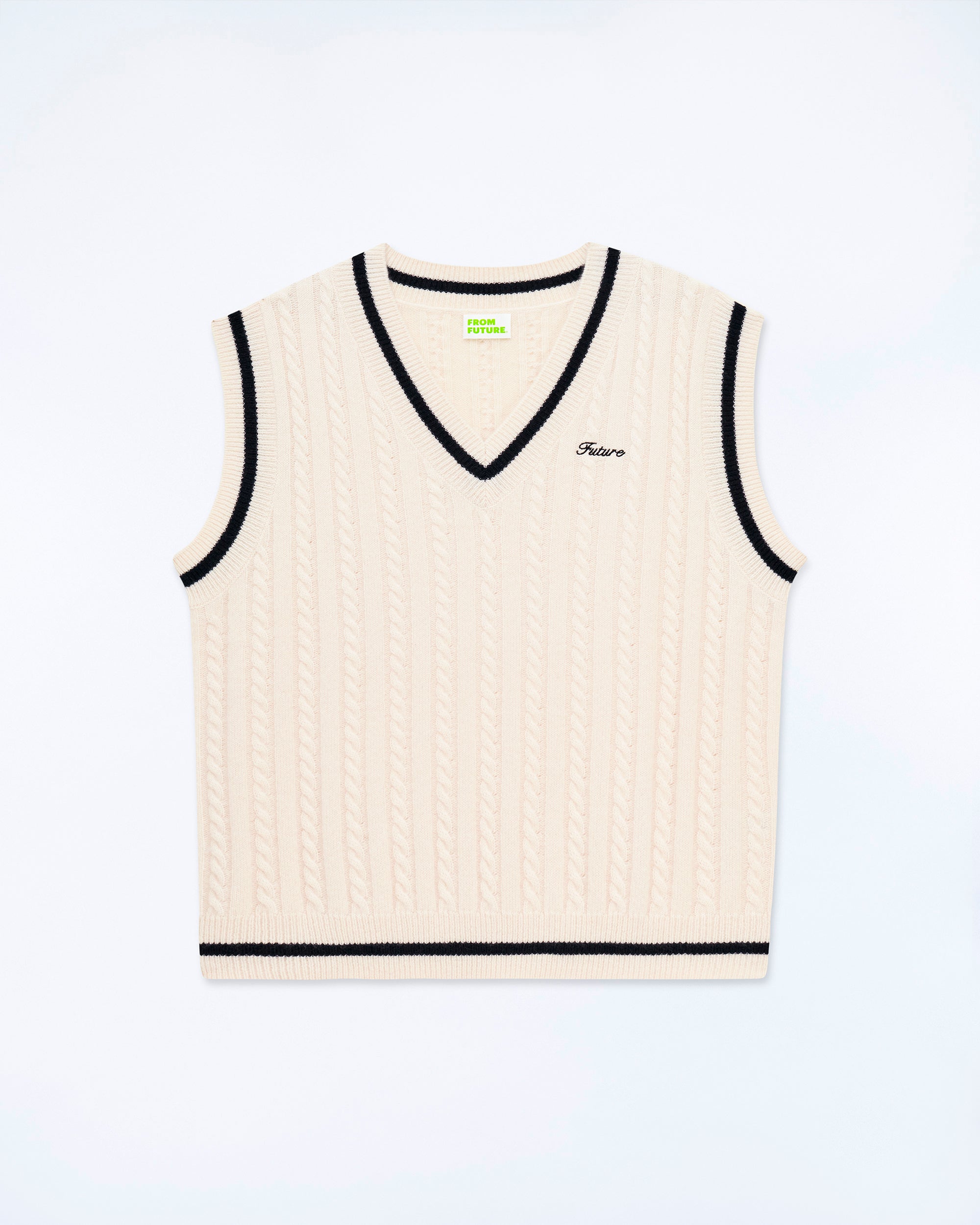 ECRU / NEW / QTY : 1 / Pull Sans Manche Col Polo Future - Ecru