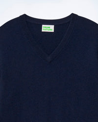 Pull à col V en cachemire - Navy